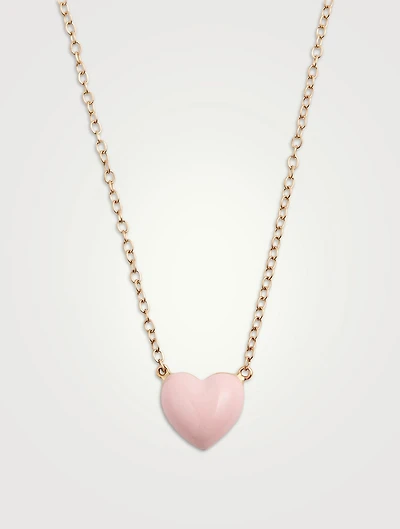 14K Gold Enamel Heart Necklace