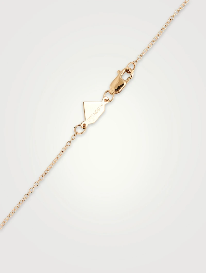 14K Gold Enamel Lip Necklace