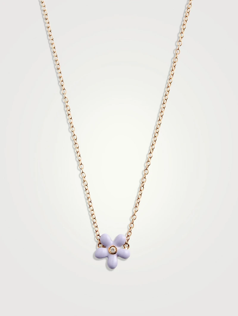 14K Gold Wildflower Necklace With Diamond