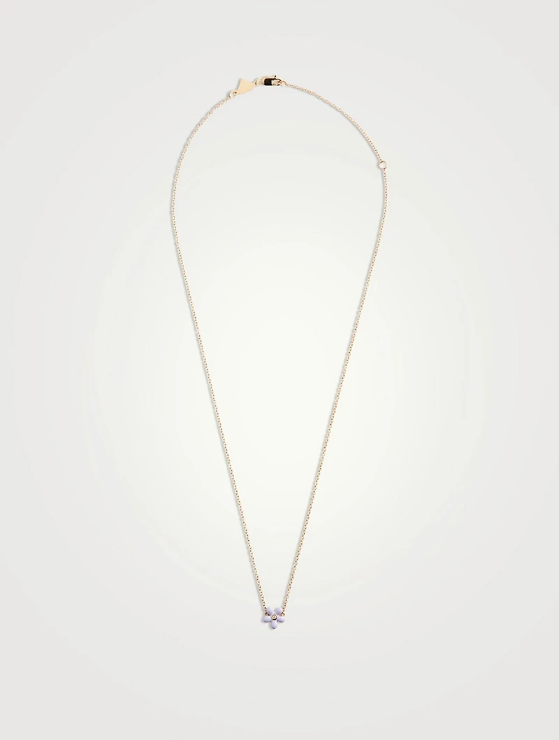 14K Gold Wildflower Necklace With Diamond