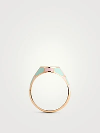 14K Gold Checker Signet Ring