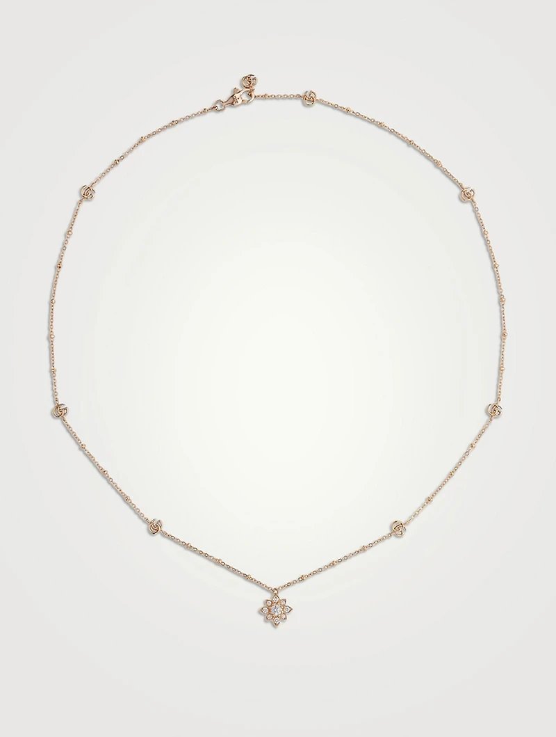 Flora 18K Rose Gold Necklace With Diamonds