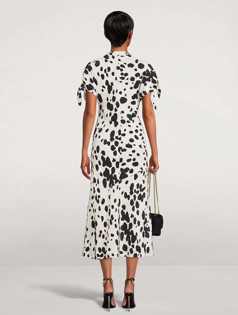 Silk Midi Dress Dalmatian Print