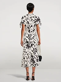 Silk Midi Dress Dalmatian Print