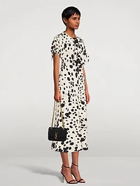 Silk Midi Dress Dalmatian Print
