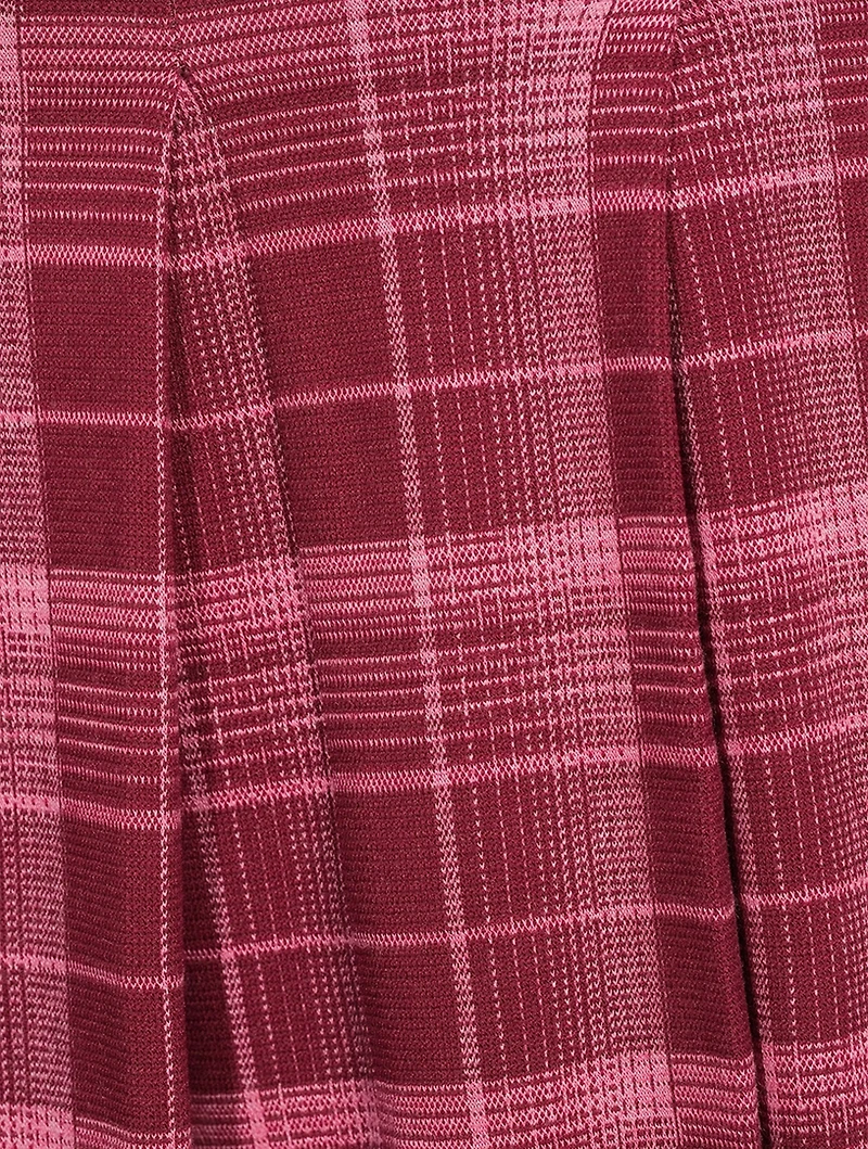 Sleeveless Midi Dress Plaid Print