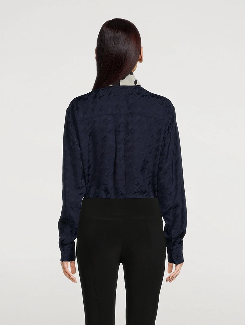 Contrast Collar Printed Shirt