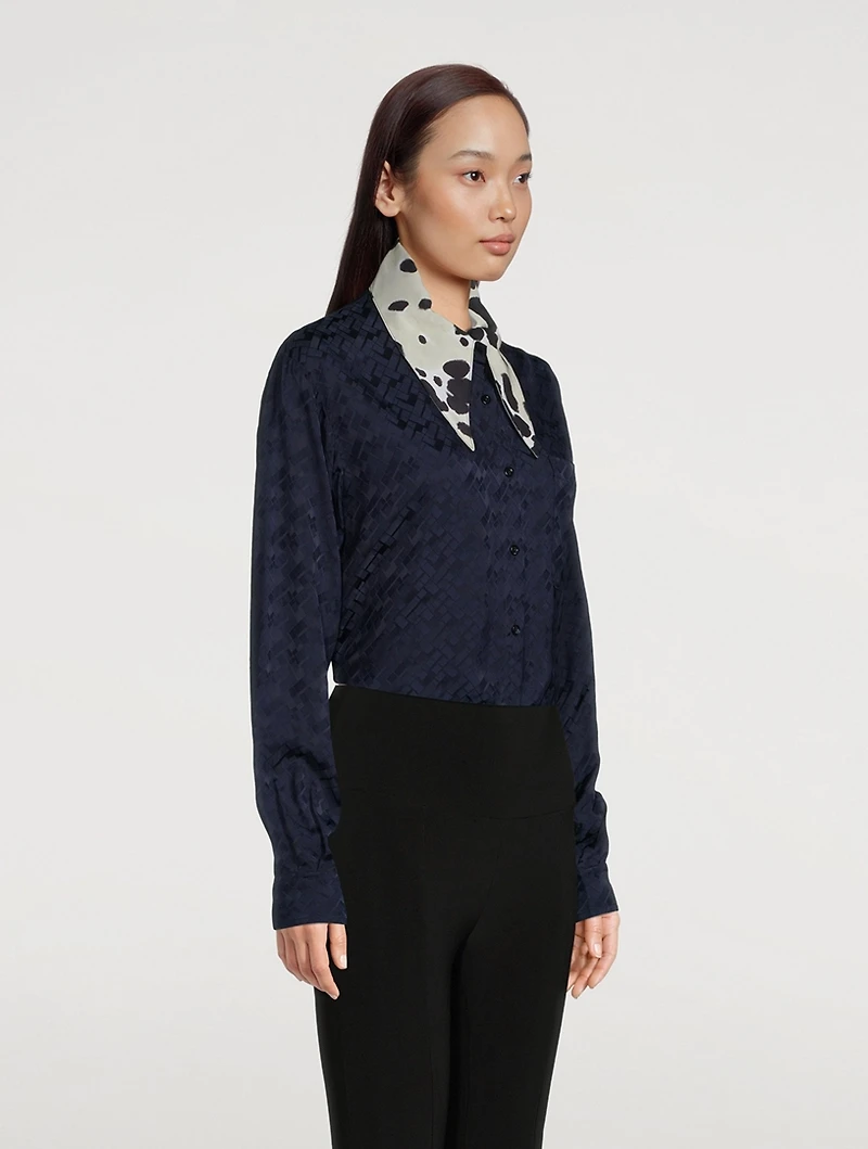 Contrast Collar Printed Shirt