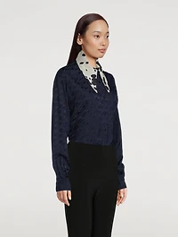 Contrast Collar Printed Shirt