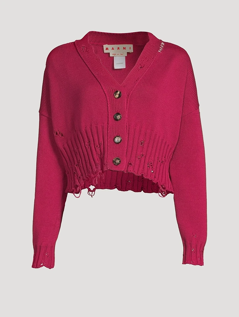 Distressed Cropped Cardigan