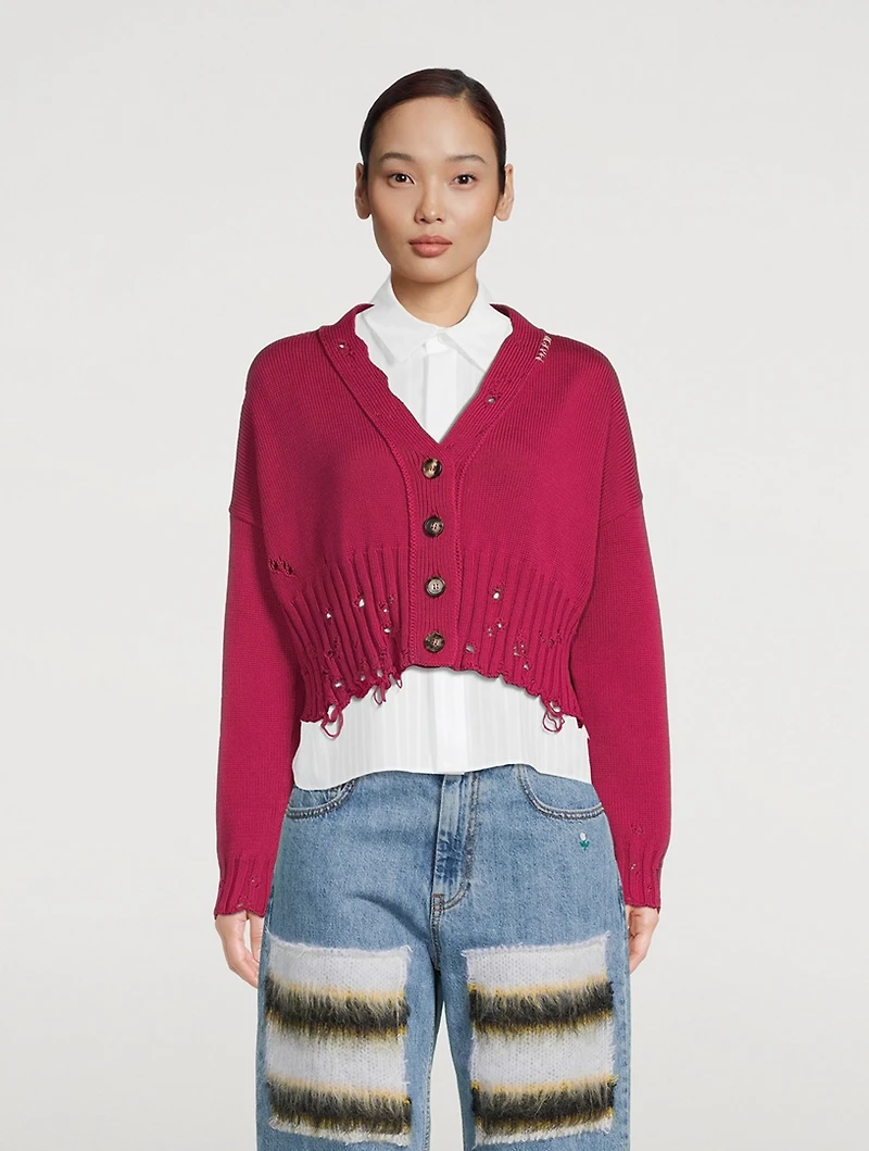 Distressed Cropped Cardigan