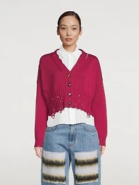Distressed Cropped Cardigan