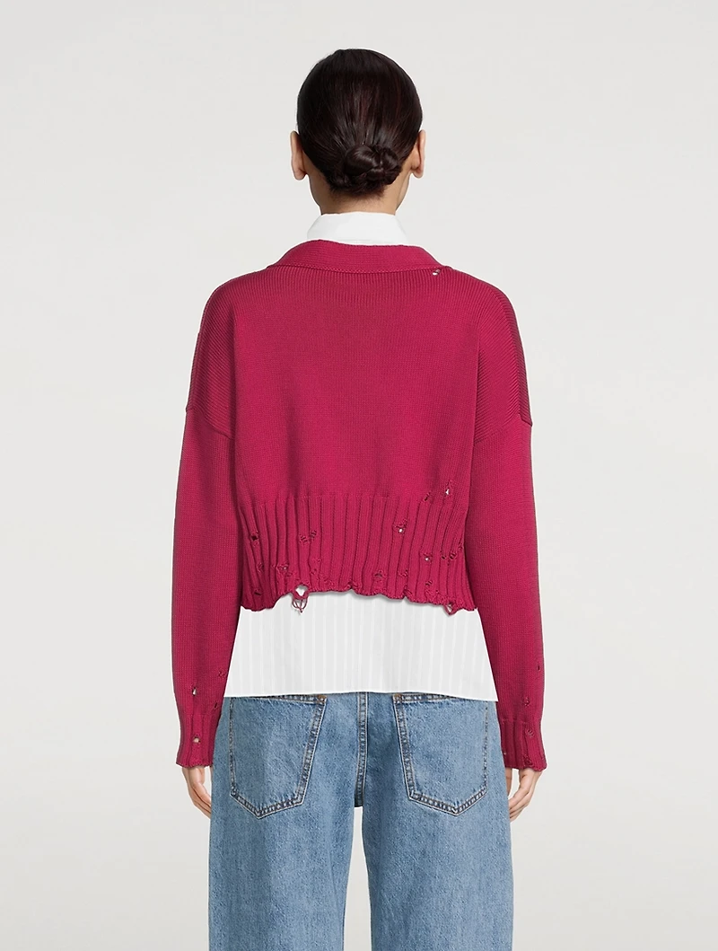 Distressed Cropped Cardigan