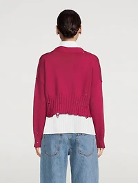 Distressed Cropped Cardigan