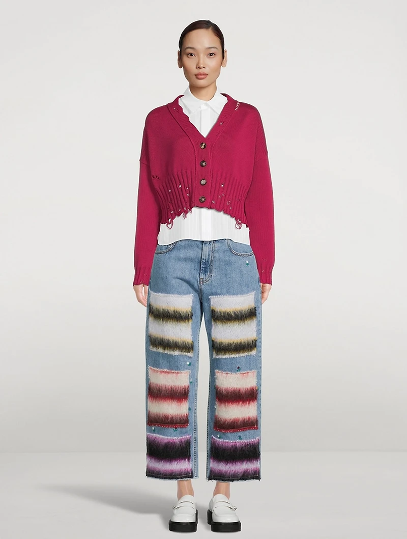 Distressed Cropped Cardigan