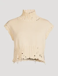 Distressed Turtleneck Sweater Vest