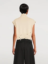 Distressed Turtleneck Sweater Vest