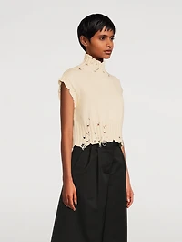 Distressed Turtleneck Sweater Vest