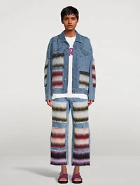 Denim Jacket With Mohair Patches
