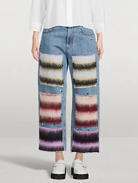 Wide-Leg Jeans With Mohair Patches