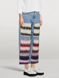 Wide-Leg Jeans With Mohair Patches