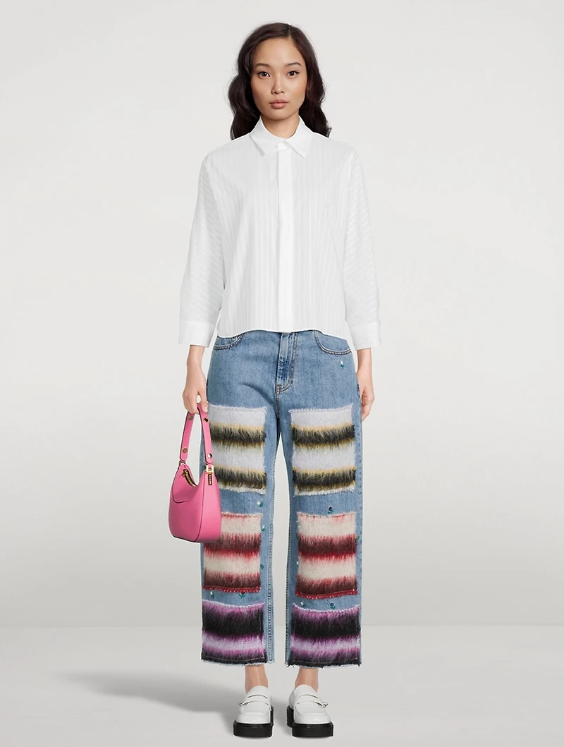 Wide-Leg Jeans With Mohair Patches