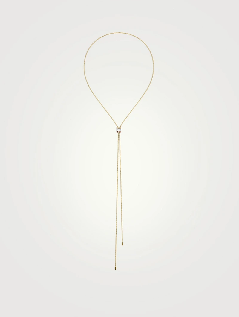 Large Quatre White Edition 18K Gold Tie Necklace With Diamonds