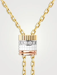 Large Quatre White Edition 18K Gold Tie Necklace With Diamonds