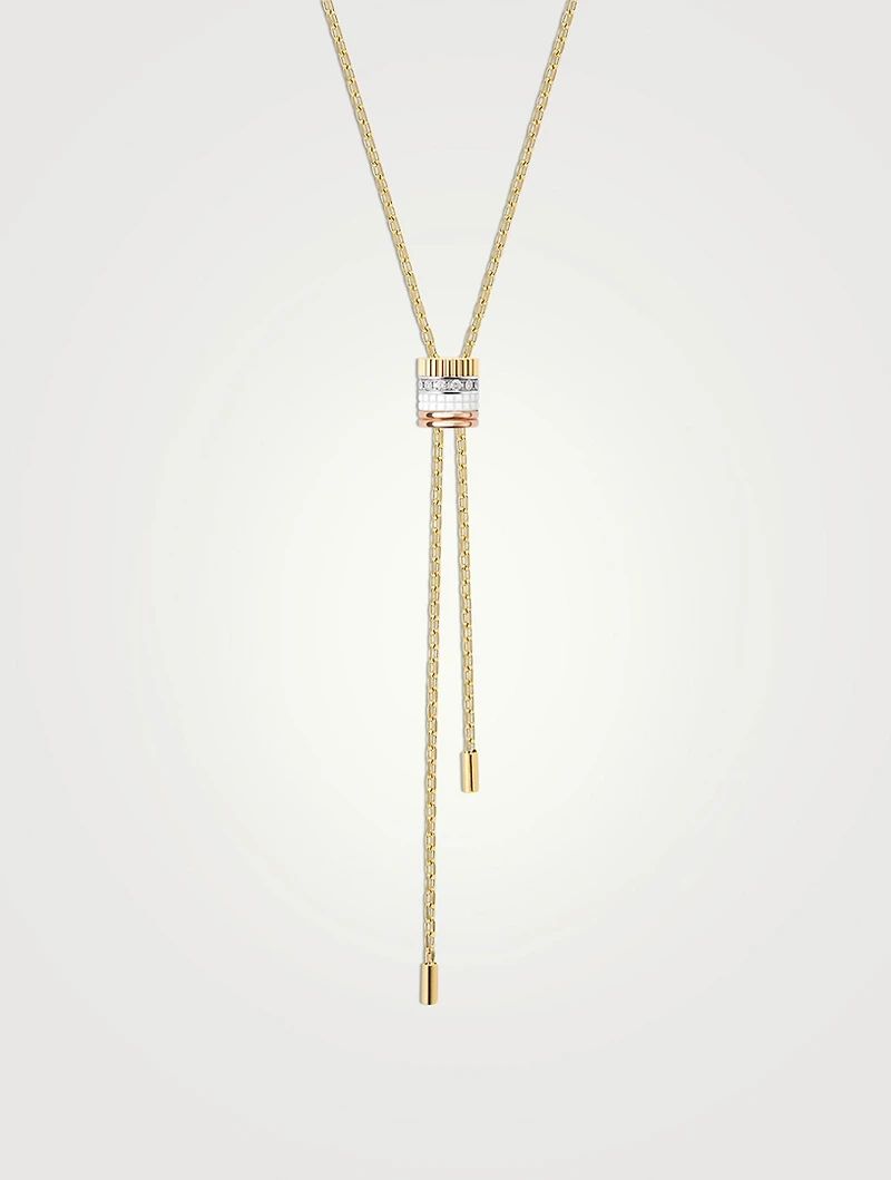 Large Quatre White Edition 18K Gold Tie Necklace With Diamonds