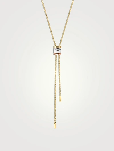 Large Quatre White Edition 18K Gold Tie Necklace With Diamonds