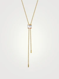 Large Quatre White Edition 18K Gold Tie Necklace With Diamonds