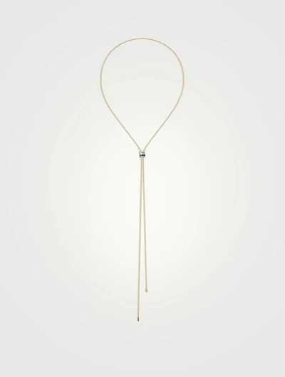 Large Quatre Blue Edition 18K Gold Tie Necklace With Diamonds