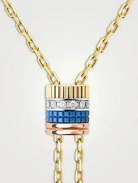 Large Quatre Blue Edition 18K Gold Tie Necklace With Diamonds
