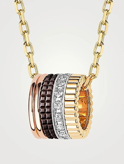 Large Quatre Classique 18K Gold Pendant Necklace With Diamonds