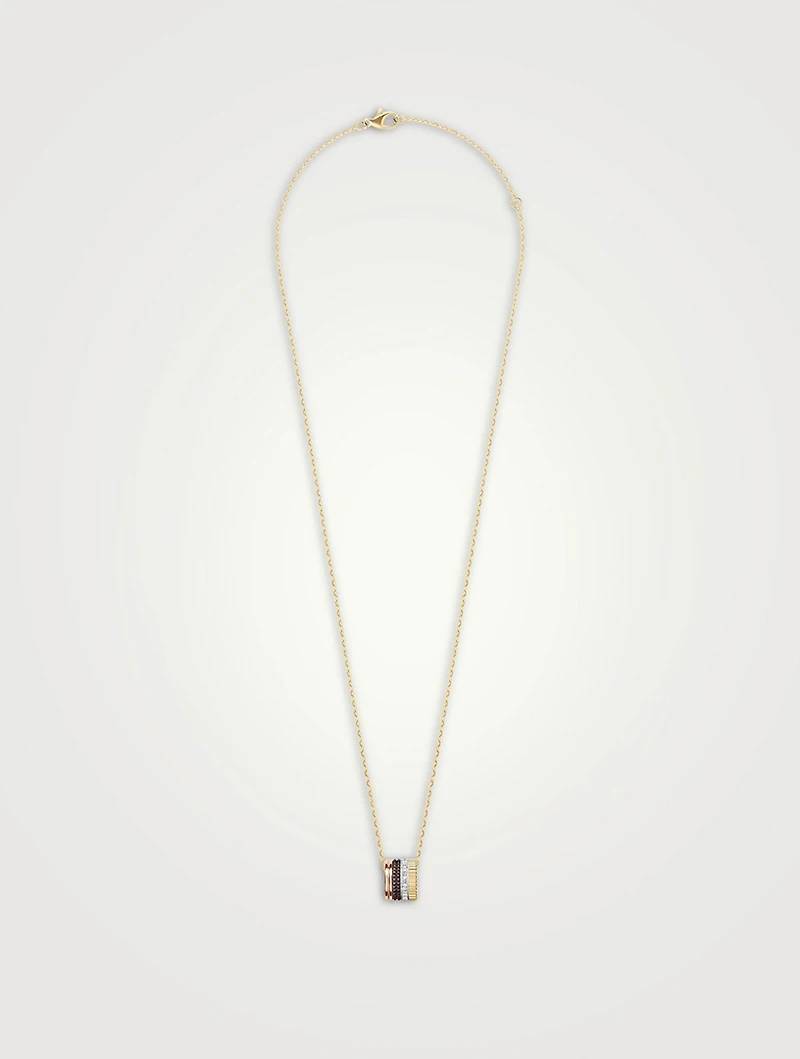 Large Quatre Classique 18K Gold Pendant Necklace With Diamonds