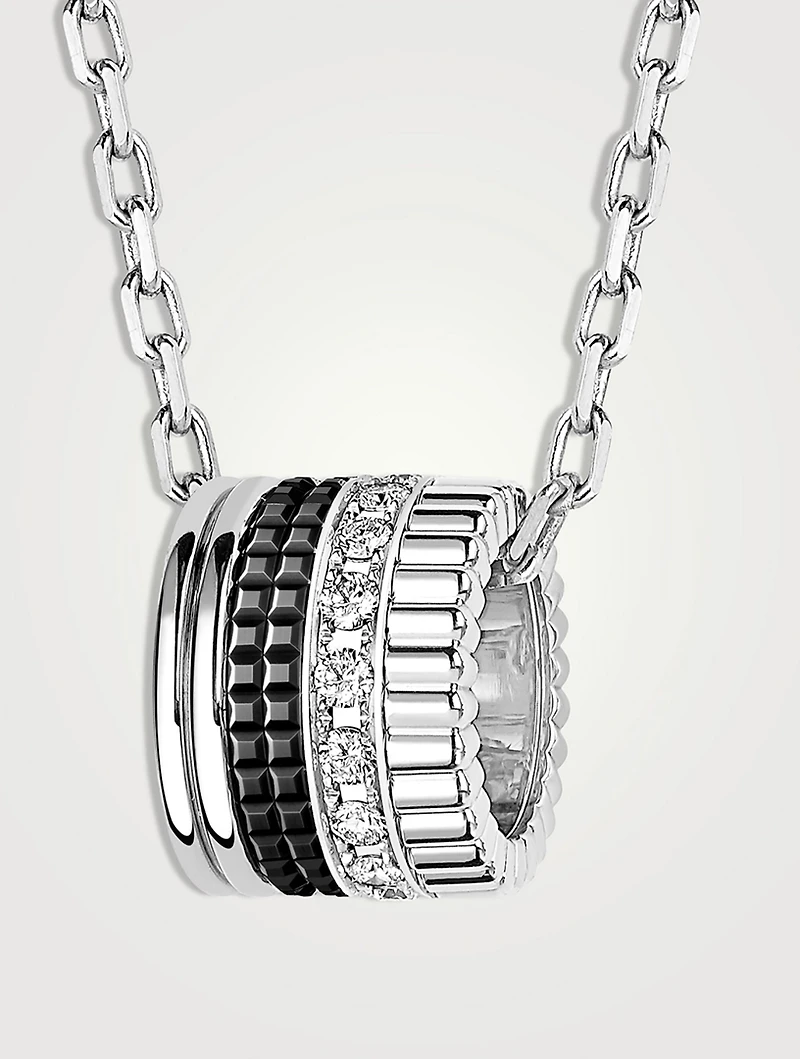 Large Quatre Black Edition 18K White Gold Pendant Necklace With Diamonds
