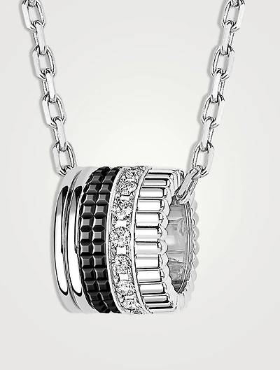 Large Quatre Black Edition 18K White Gold Pendant Necklace With Diamonds