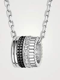 Large Quatre Black Edition 18K White Gold Pendant Necklace With Diamonds