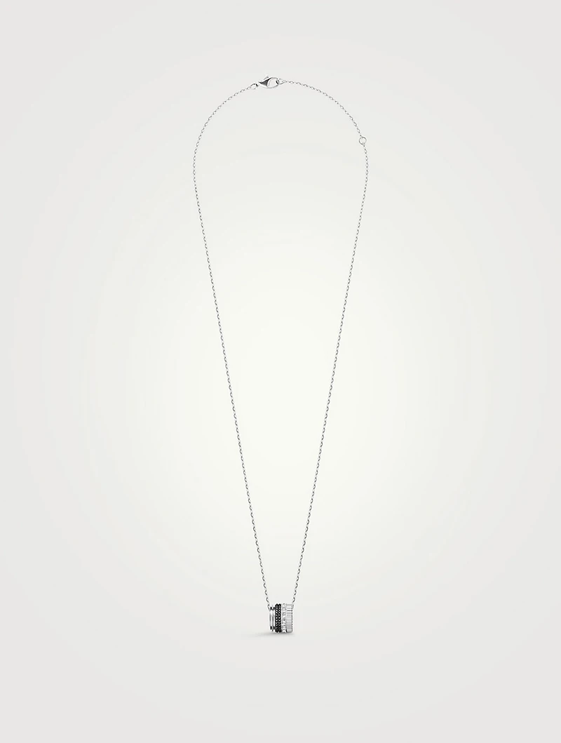 Large Quatre Black Edition 18K White Gold Pendant Necklace With Diamonds