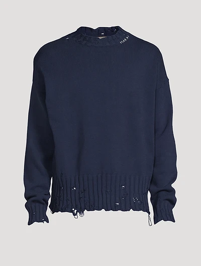 Cotton Distressed Sweater
