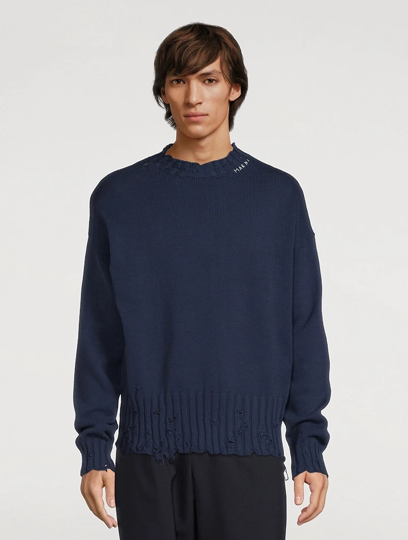 Cotton Distressed Sweater