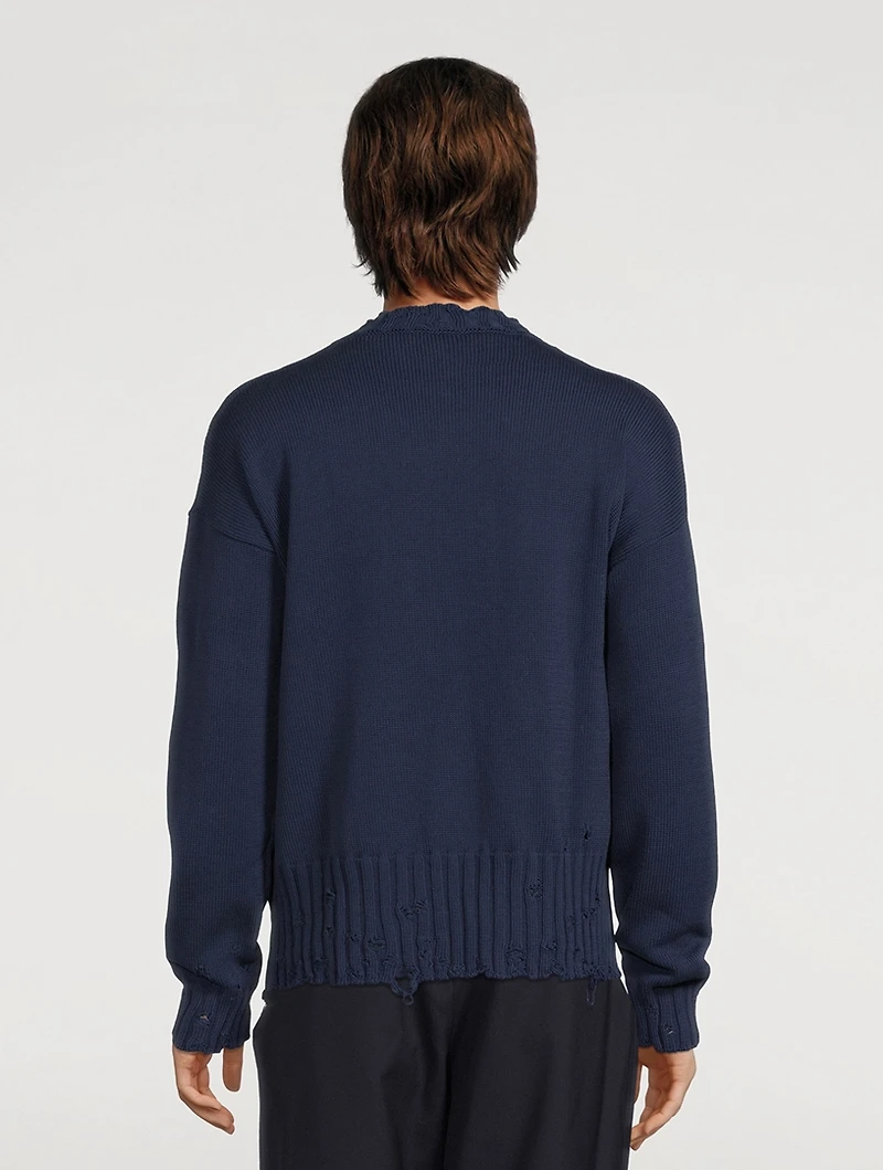 Cotton Distressed Sweater