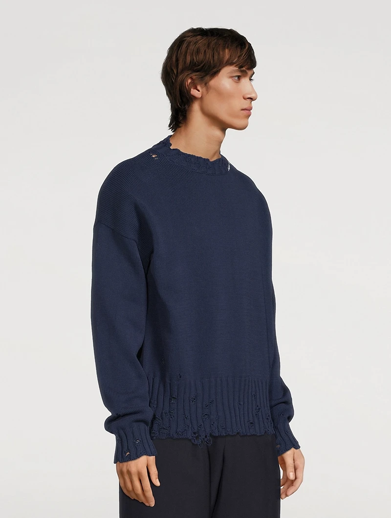 Cotton Distressed Sweater