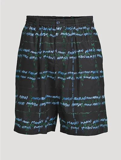 Cotton Shorts Logo Plaid Print