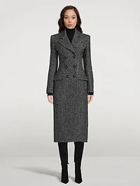 Double-Breasted Houndstooth Coat