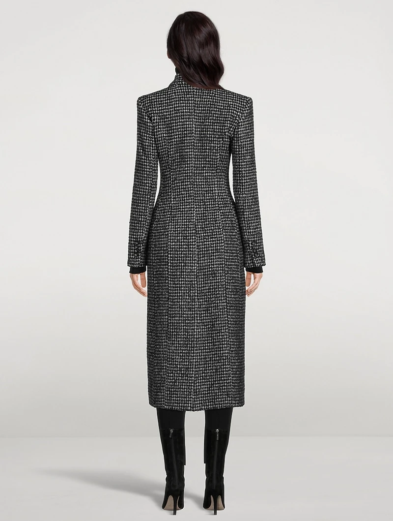 Double-Breasted Houndstooth Coat