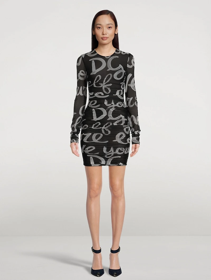 Tulle Mini Dress In Love Yourself Print