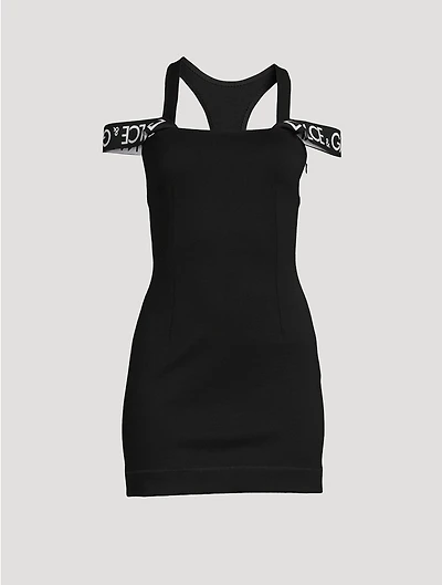 Logo-Band Wool Mini Dress