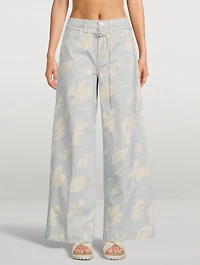 High-Rise Baggy Jeans Floral Print