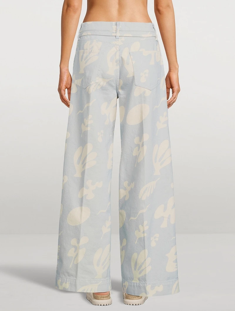 High-Rise Baggy Jeans Floral Print